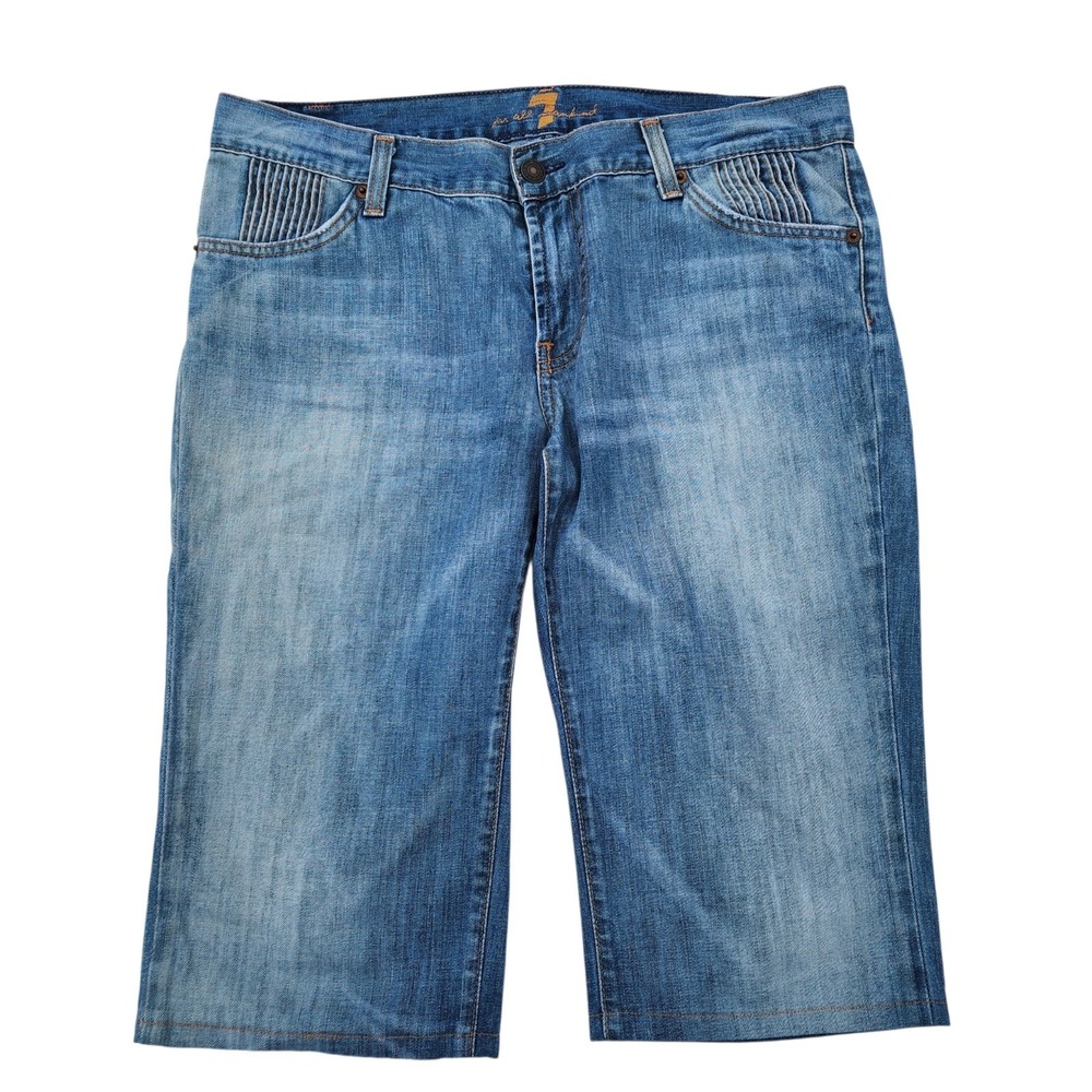 7 For All Mankind Women's Denim Capri Shorts Size 30 Blue Jean Bermuda
